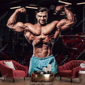 پوستر سه بعدی بدنساز برای باشگاه
