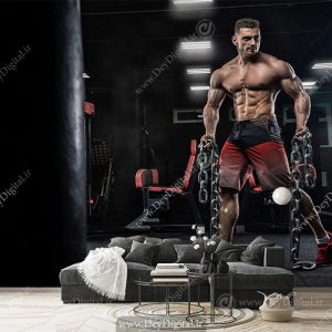کاغذ دیواری سه بعدی بدنساز برای باشگاه