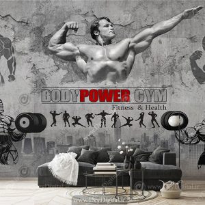 کاغذ دیواری سه بعدی سیاه سفید برای پرورش اندام