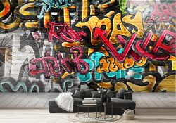 پوستر دیواری گرافیتی نوشته‌های رنگی