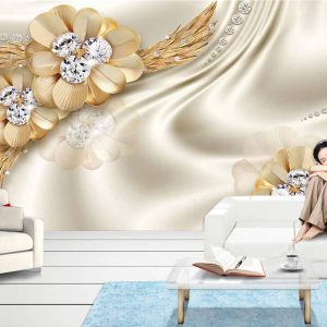 پوستر دیواری طرح گل طلایی نگینیی