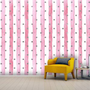 کاغذ دیواری سه بعدی راه راه سفید صورتی
