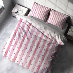 روتختی دونفره طرح راه راه صورتی با خال یا تیره