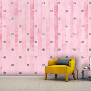 پوستر کاغذ دیواری سه بعدی راه راه صورتی