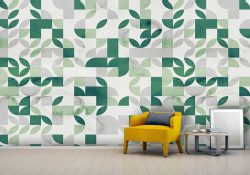 پوستر دیواری پترن فرم هندسی رنگ سبز طوسی