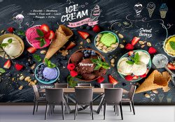 پوستر دیواری طرح انواع بستنی های میوه ای