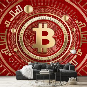 پوستر دواری سه بعدی لوگوی بیتکوین