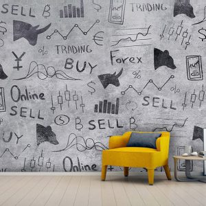 کاغذ دیواری ترید ارز دیجیتال رنگ طوسی