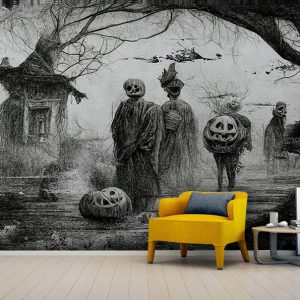 پوستر دیواری سه بعدی طرح ترسناک سیاه سفید