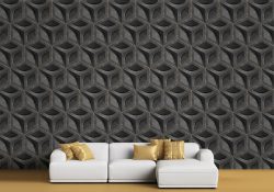 کاغذ دیواری سه بعدی طرح هندسی مشکی