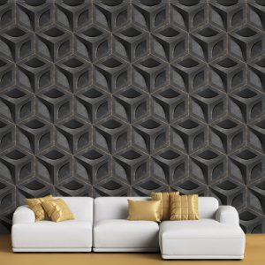 کاغذ دیواری سه بعدی طرح هندسی مشکی