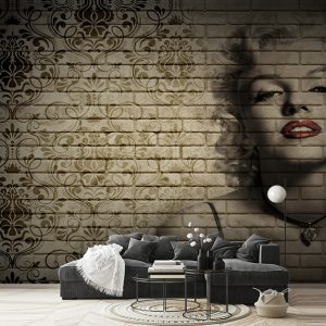 پوستر دیواری طرح مرلین مونرو با زمینه آجری