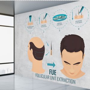 پوستر دیواری سه بعدی برای مرکز کاشت مو
