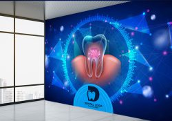 پوستر دیواری سه بعدی طرح لثه و دندان برای دندانپزشکی