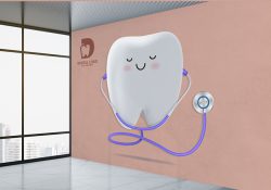 پوستر دیواری سه بعدی طرح دندان برای دندان پزشکی