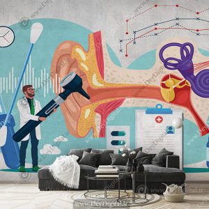 پوستر دیواری پزشکی برای مرکز شنوایی سنجی و مشکلات گوش