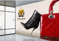 کاغذ دیواری طرح کیف و کفش برای مغازه