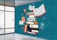 کاغذ دیواری سه بعدی طرح کتاب فروشی