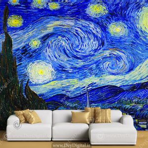 پوستر دیواری نقاشی شب پر ستاره