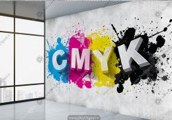 پوستر دیواری سه بعدی طرح CMYK برای چاپ خانه