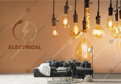 پوستر دیواری طرح لامپ برای کالای برق