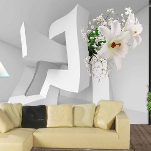پوستر دیواری طرح سفید سه بعدی