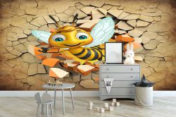 کاغذ دیواری سه بعدی زنبور عروسکی