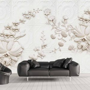 پوستر دیواری طرح گل های گچ بری