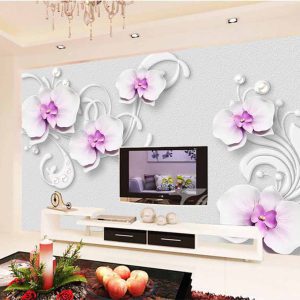کاغذ دیواری سه بعدی طرح گل سه بعدی