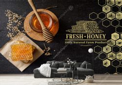 پوستر دیواری سه بعدی طرح عسل