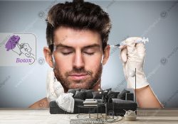 کاغذ دیواری سه بعدی طرح بوتاکس برای کلینیک زیبایی