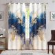 پرده پانچ چاپی طرح سنگ اسلب سورمه ای طلایی