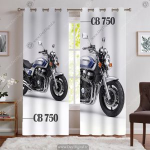 پرده تصویری طرح موتور CB750 رنگ نقره ای