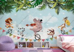 پوستر دیواری کودکانه طرح حیوانات فانتزی