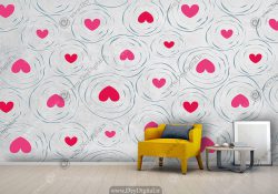 کاغذ دیواری سه بعدی طرح قلبی برای اتاق خواب دختر