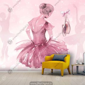 کاغذ دیواری سه بعدی اتاق دختر رنگ صورتی