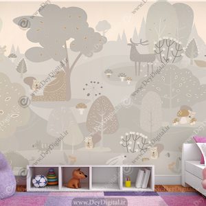 کاغذ دیواری سه بعدی بچگانه برای اتاق