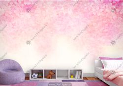 کاغذ دیواری سه بعدی ساده و شیک دخترانه طرح آبرنگی