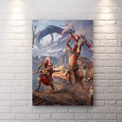 تابلو برای اتاق گیمینگ طرح بازی Assassin's Creed Valhalla با زمینه زمستانی