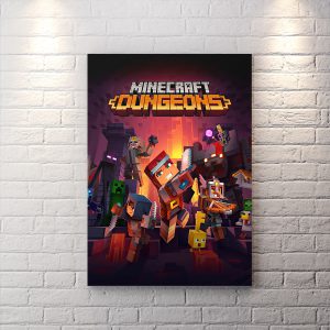 تابلو شاسی گیمینگ طرح بازی minecraft dungeons با تم تیره