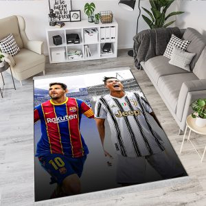فرش چاپی اتاق پسرانه فوتبالی طرح رونالدو و مسی