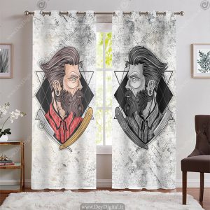 پرده سه بعدی آرایشگاه مردانه طرح مدلینگ