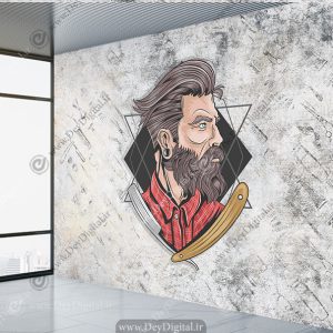 پوستر دیواری سه بعدی آرایشگاه مردانه