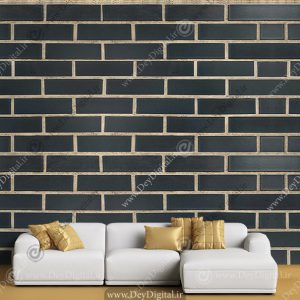 پوستر دیواری سه بعدی طرح آجری مشکی با بند های کرمی