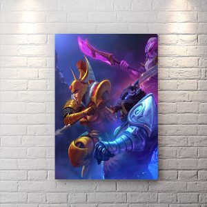 تابلو گیمینگ طرح فن آرت بازی dota 2 با تم آبی و بنفش