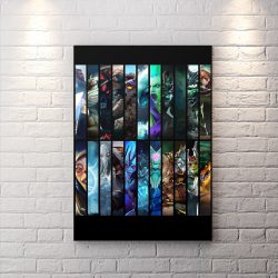 تابلو برای اتاق گیمینگ طرح شخصیت های بازی dota 2 با تم مشکی و آبی
