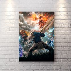 تابلو گیمینگ طرح فایت آرت بازی dota 2 با تم آتش و رعد و برق