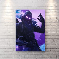 تابلو برای اتاق گیمینگ طرح Fortnite Battle Royale با زمینه بنفش و تم تیره