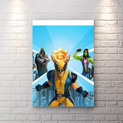 تابلو برای اتاق گیمینگ طرح Fortnite Battle Pass با زمینه آبی روشن