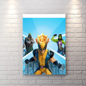 تابلو برای اتاق گیمینگ طرح Fortnite Battle Pass با زمینه آبی روشن